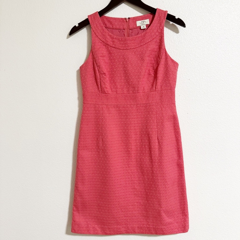Loft Coral Jacquard Sheath Dress